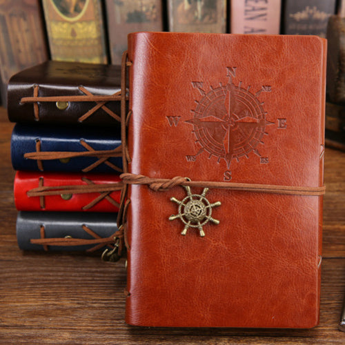Retro Spiral Notebook Diary Notepad Vintage Pirate Anchors Pu Leather