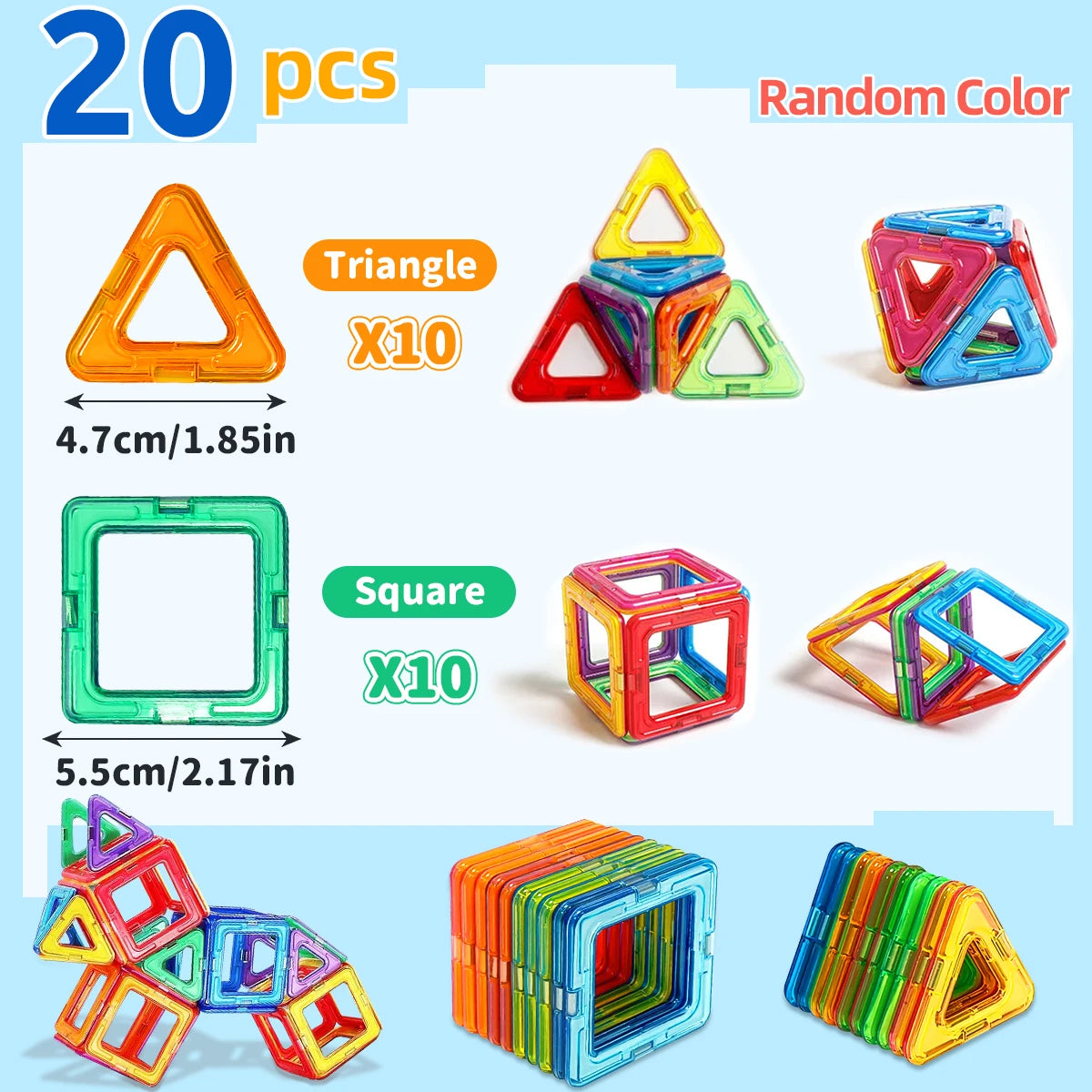 Magnetic Building Blocks DIY Magnets Toys medium size STEM Toys Construction Toys Learning Educational Magnet Toys