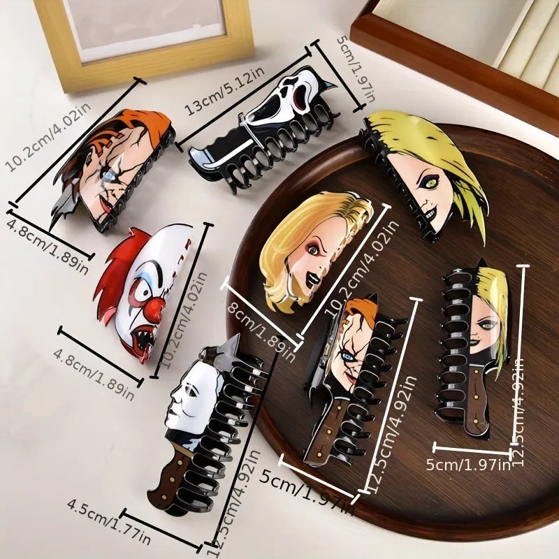 Halloween Clown Ghost Face Hair Clip Back Of The Head Hair Clip Shark Hair Clip Headdress Hairpin Ladies Halloween Gift