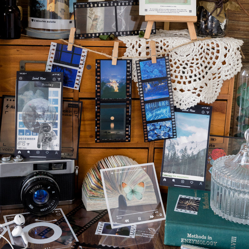 15 Sheets Vintage Photo Film Frame PET Sticker Package DIY Diary Junk