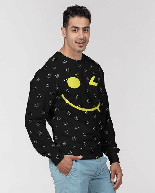 2882Sport Mens French Terry Crewneck Fit My Mood Mystic Winky Face Graphic Sweatshirt
