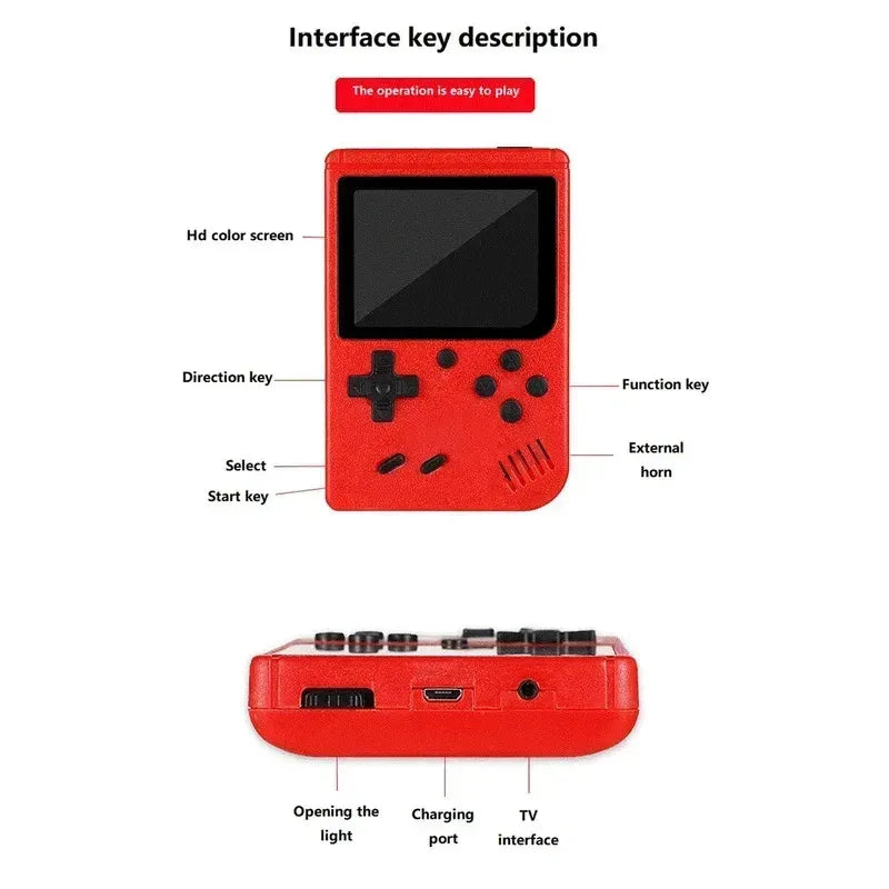 Red Retro Handheld Game Console for Kids  400 Classic Games  Rechargeable   TV-Connectable