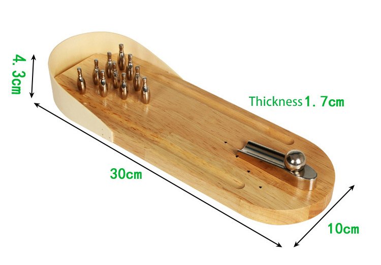 Desktop Wooden Bowling Alley With Movable Ramp For Desk Play Gothic Themed Miniature Game