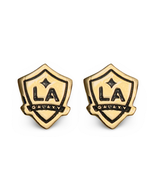 LA Galaxy Shield Dainty Stud Earrings w/ black fill 24k Gold dip