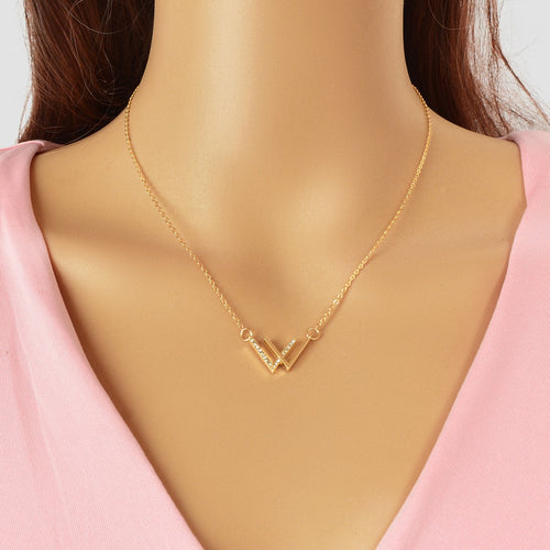 Minimalist Jewelry Rhinestone Decor Silver Chain V Shpe Geometric