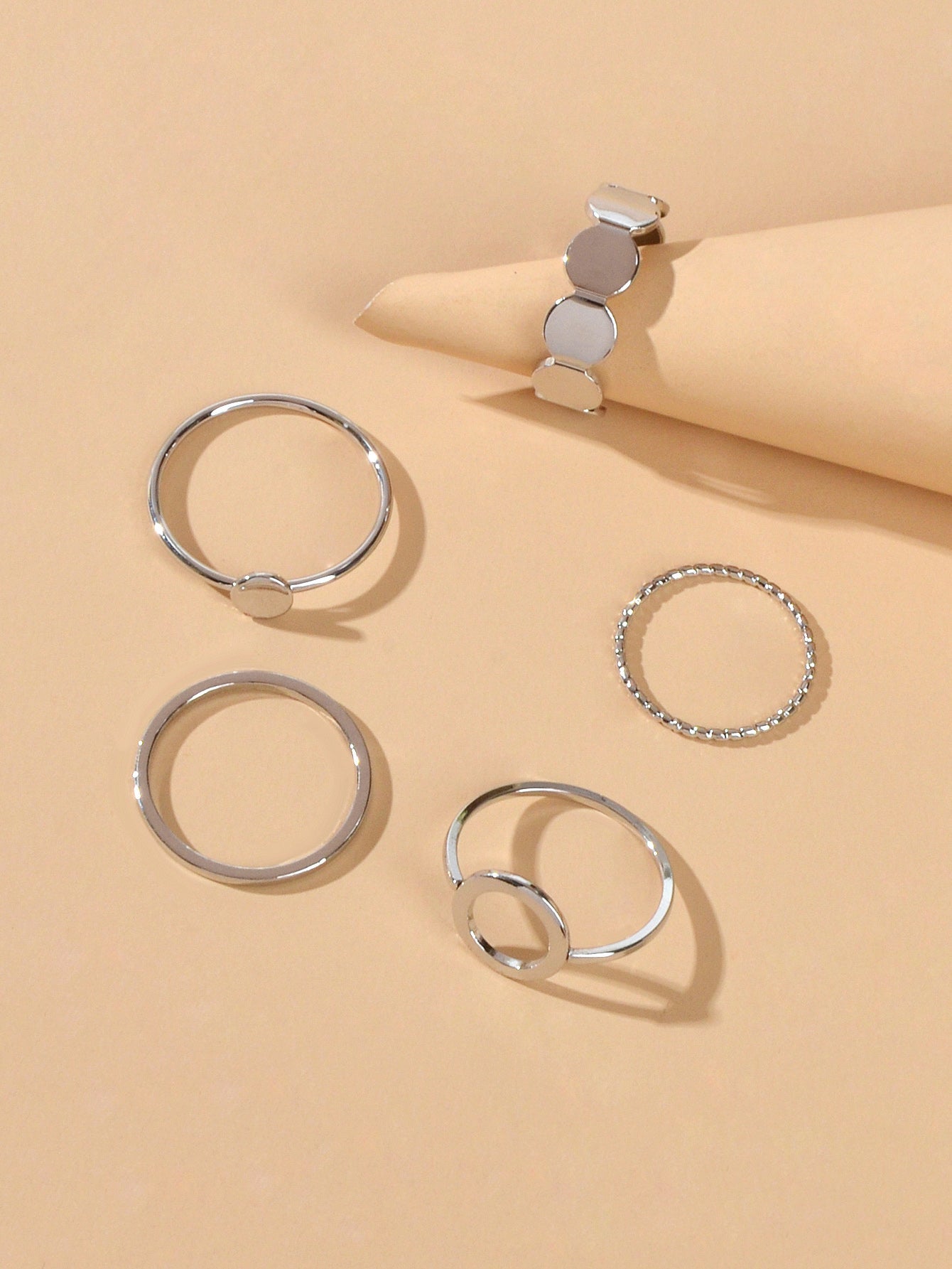 5 pcs Minimalist Jewellery Gold Silver Metal Geometric Midi Finger