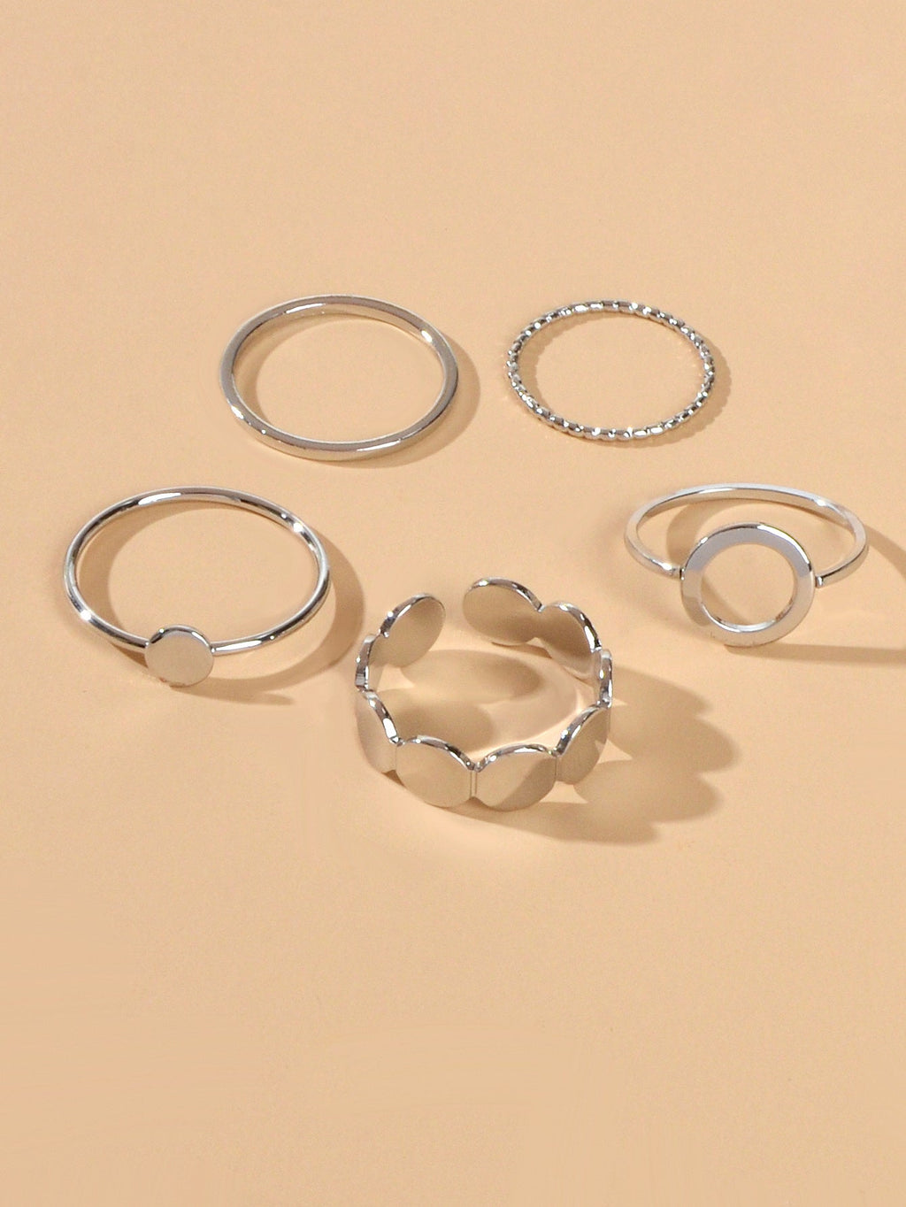 5 pcs Minimalist Jewellery Gold Silver Metal Geometric Midi Finger