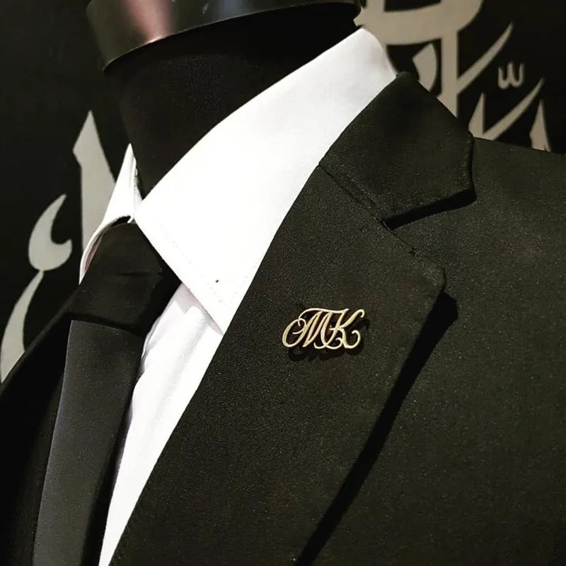 Custom Logo Products Name Lapel Pins Fashion Brooche Gold Plated Stainless Steel Badges Wedding Groomsman Customized Gift