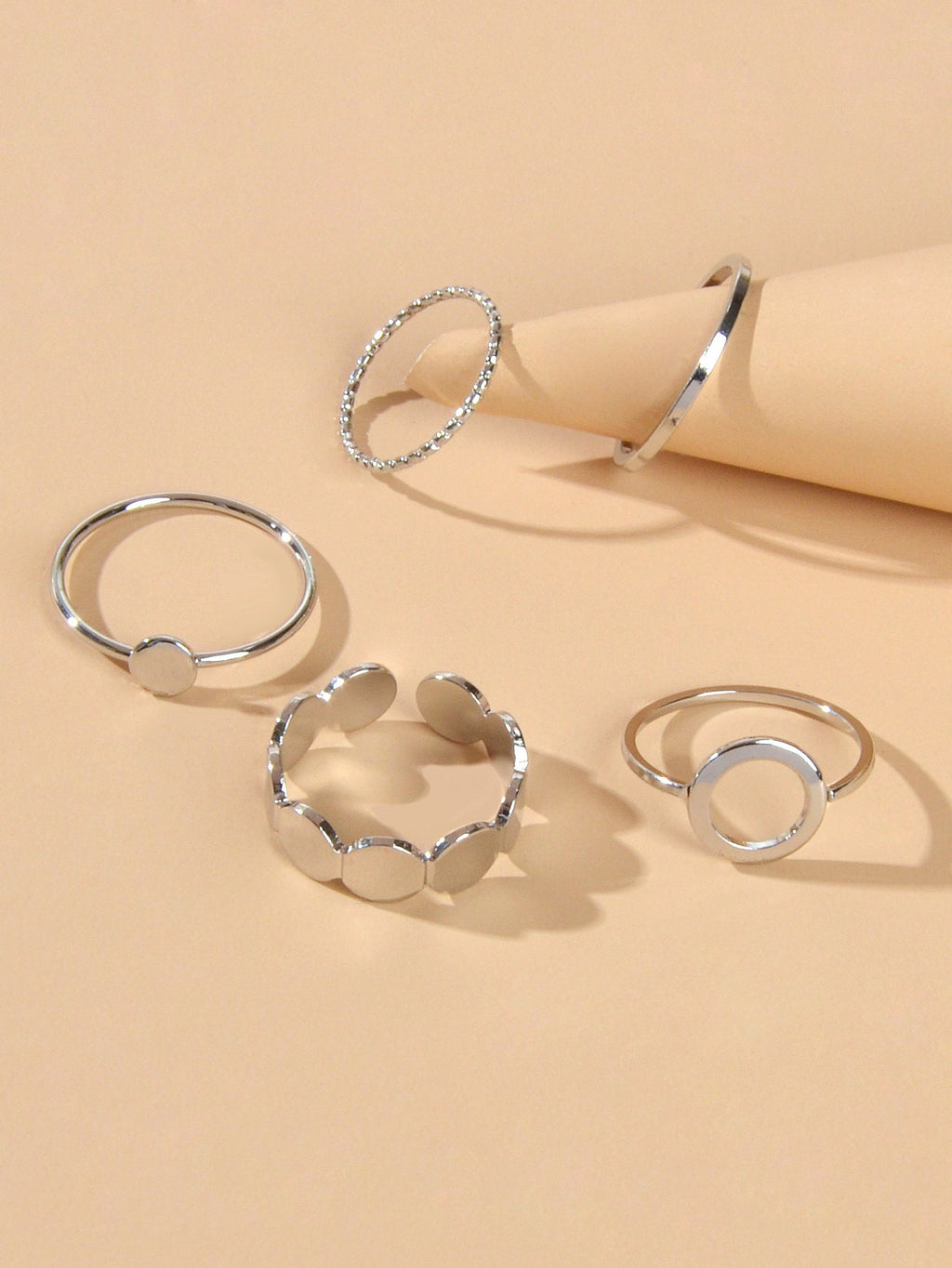 5 pcs Minimalist Jewellery Gold Silver Metal Geometric Midi Finger