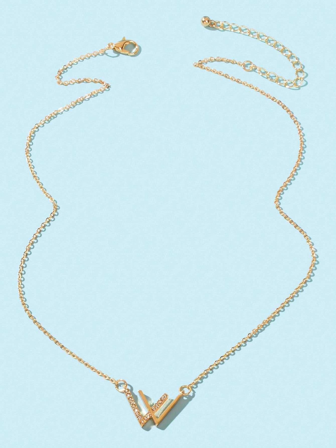 Minimalist Jewelry Rhinestone Decor Silver Chain V Shpe Geometric