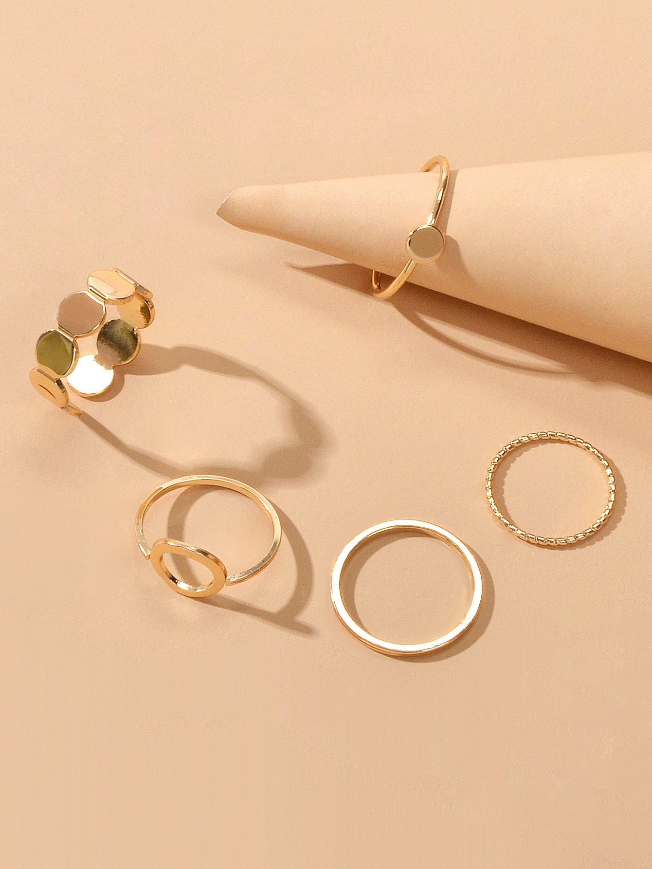 5 pcs Minimalist Jewellery Gold Silver Metal Geometric Midi Finger