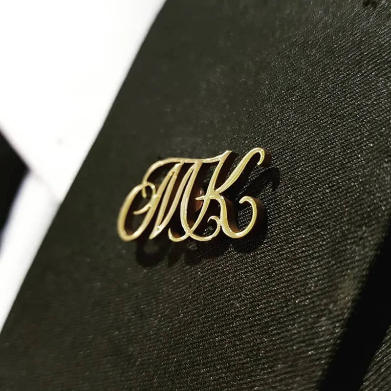 Custom Logo Products Name Lapel Pins Fashion Brooche Gold Plated Stainless Steel Badges Wedding Groomsman Customized Gift
