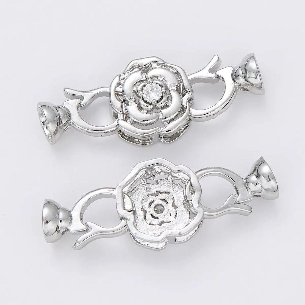 1 Piece Copper Plated 18K Gold Micro-set Zircon Simple Moon Pearl Necklace Connecting Buckle DIY Jewelry Handmade Accessories