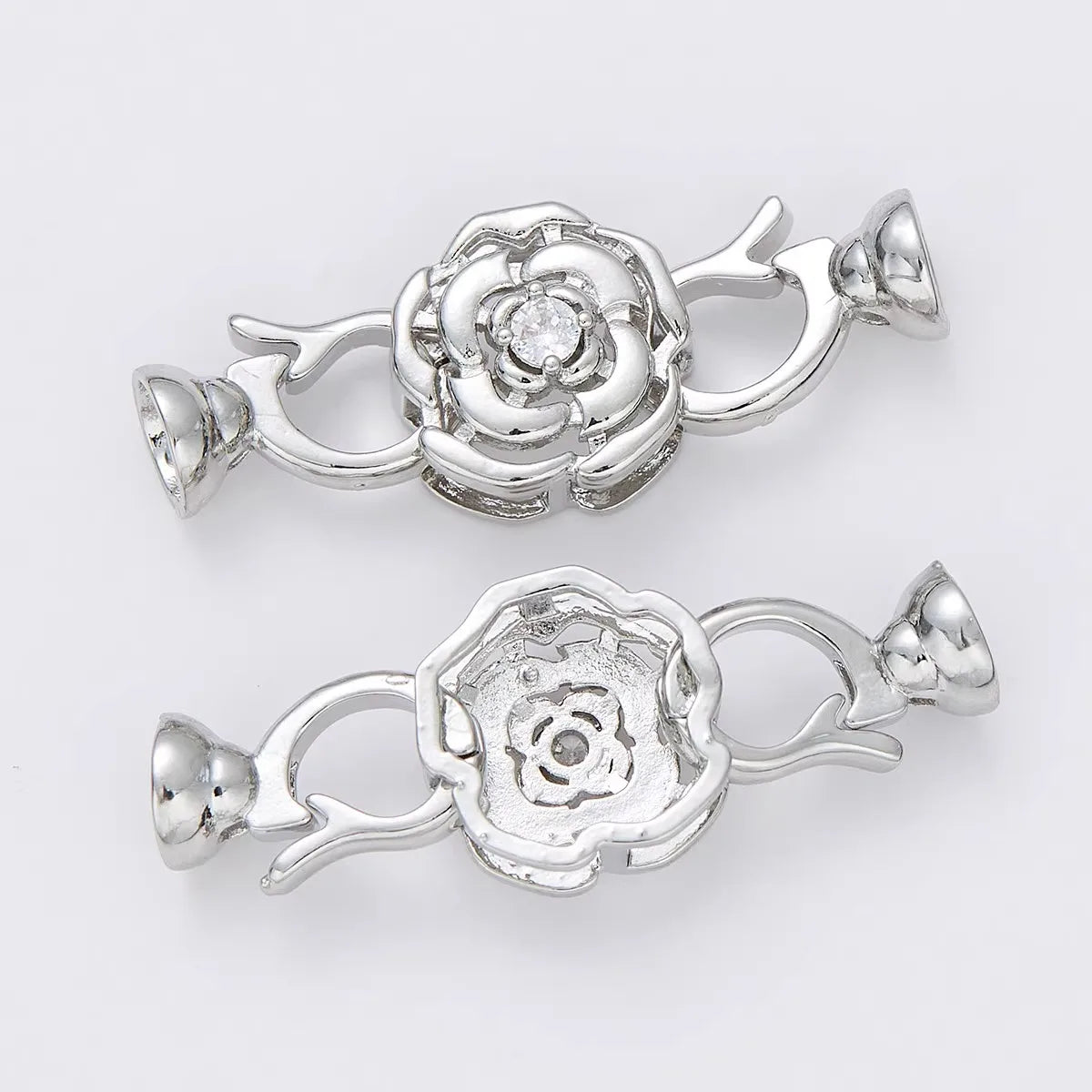 1 Piece Copper Plated 18K Gold Micro-set Zircon Simple Moon Pearl Necklace Connecting Buckle DIY Jewelry Handmade Accessories