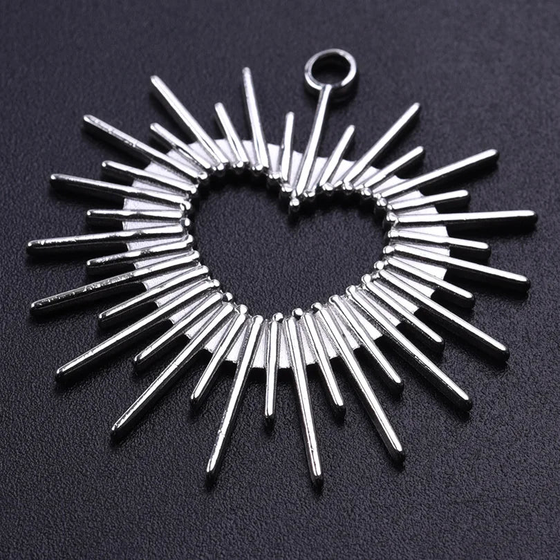 5pcs/Lot Sun Charm Round Blank Settings Stainless Steel Charms For Jewelry Making Supplies Breloques Diy Stone Crystal Oil Drip