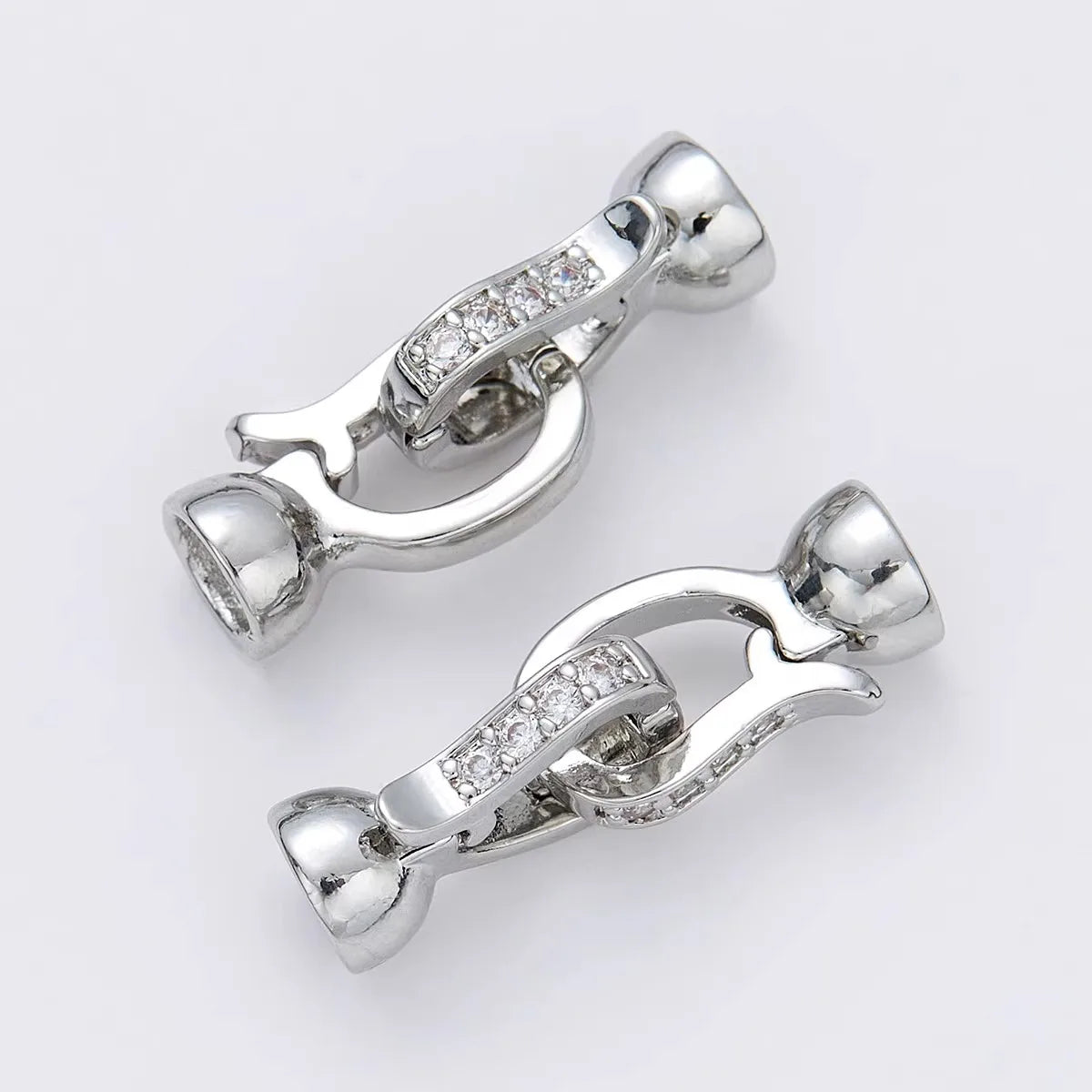 1 Piece Copper Plated 18K Gold Micro-set Zircon Simple Moon Pearl Necklace Connecting Buckle DIY Jewelry Handmade Accessories