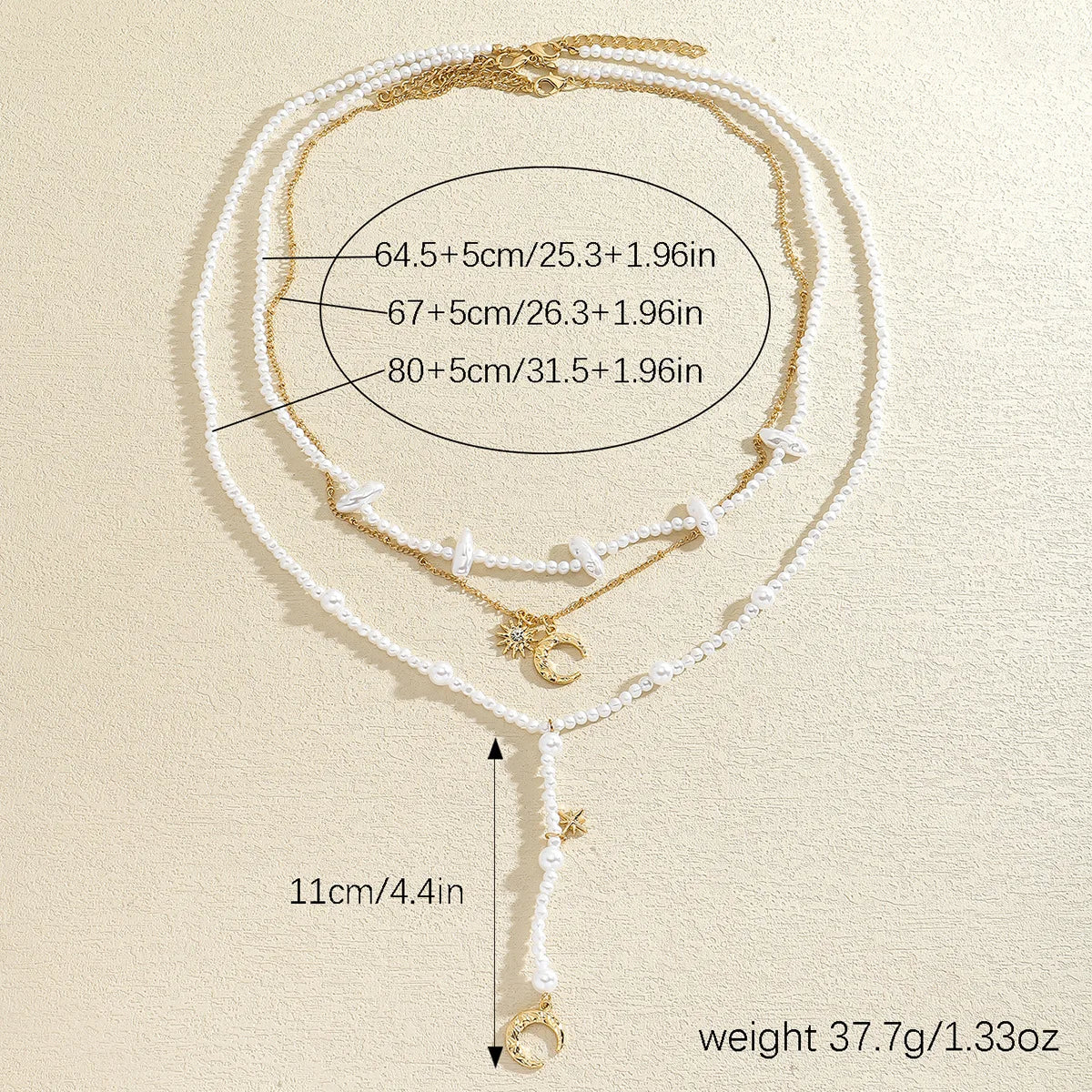 ZAA Multilayer Imitation Pearls Moon And Star Pendant Necklaces for Women Elegant Banquet Party Jewelry Gifts