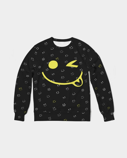 2882Sport Mens French Terry Crewneck Fit My Mood Mystic Winky Face Graphic Sweatshirt
