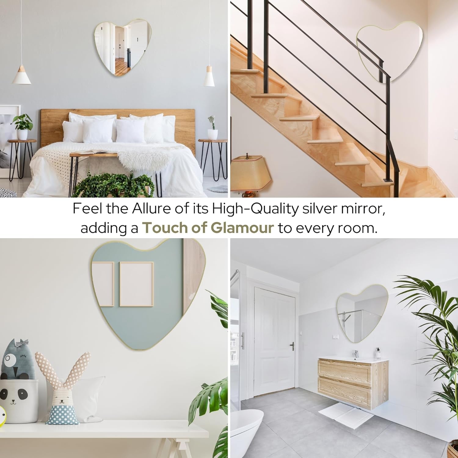 Elegant Irregular Heart Wall Mirror with Hand-Drawn Shape and