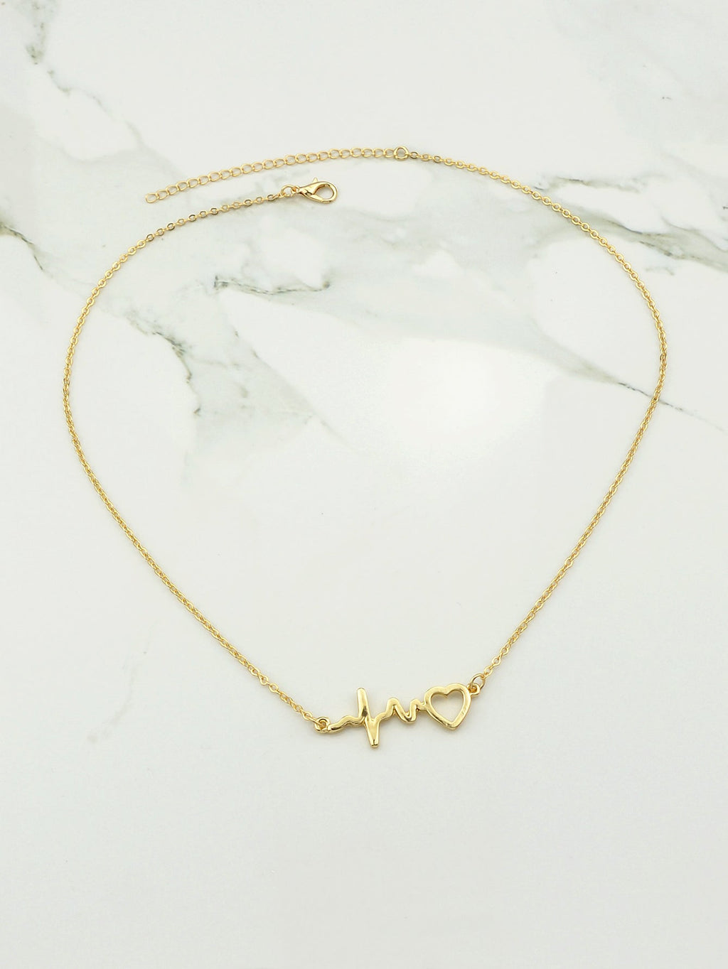 Minimalist Jewelry Gold Silver Chain Heartbeat Pendant Necklace Party