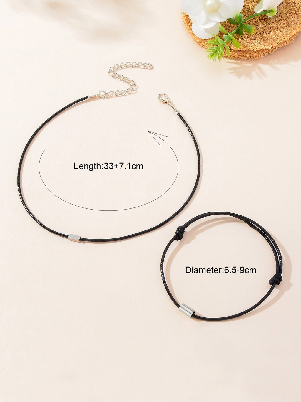 Minimalist Jewellery Metal Decor Black Rope Choker Necklace Adjustable