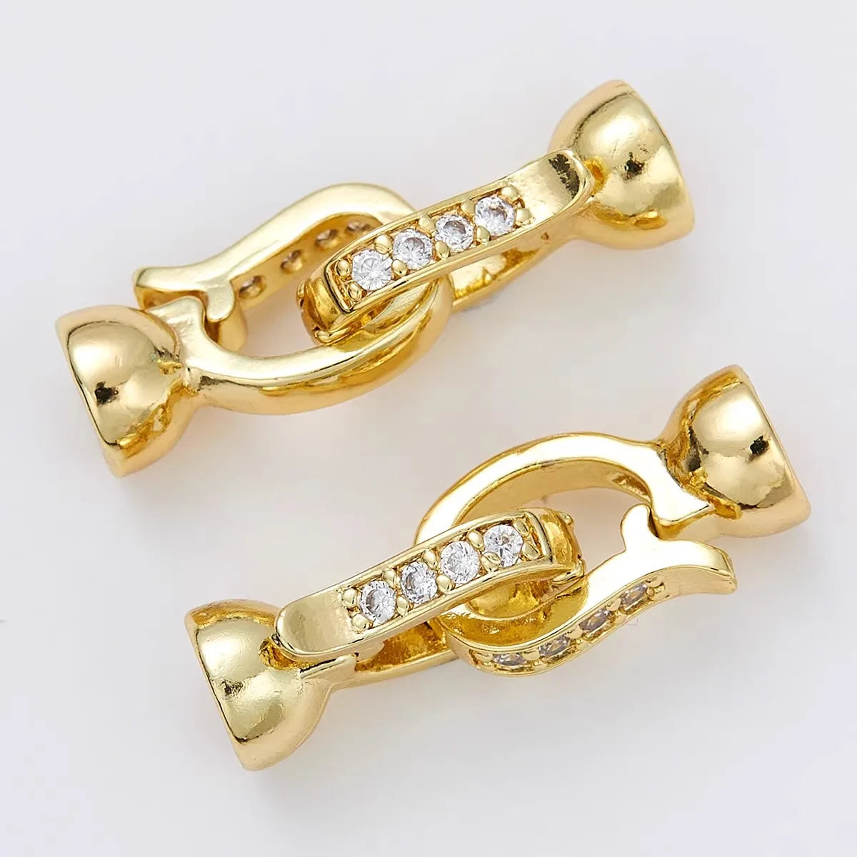 1 Piece Copper Plated 18K Gold Micro-set Zircon Simple Moon Pearl Necklace Connecting Buckle DIY Jewelry Handmade Accessories