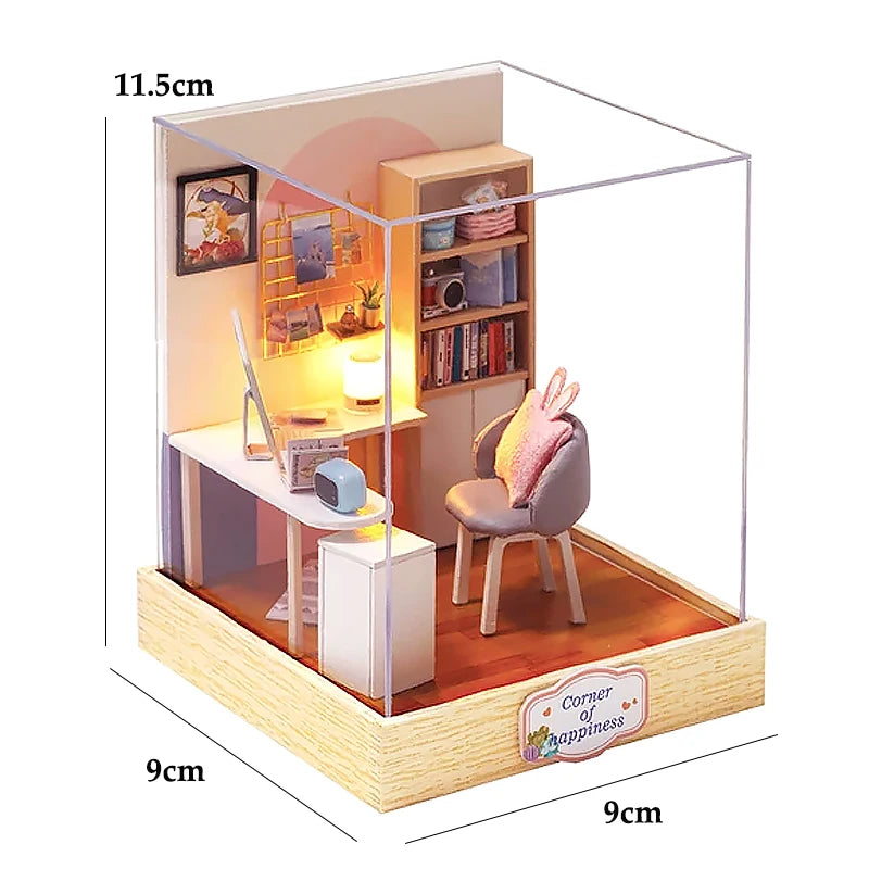 Wooden Doll House 3D Puzzle Assembly Building Model Kit Production Small Room Toys Home Bedroom Decoration With Furniture Light