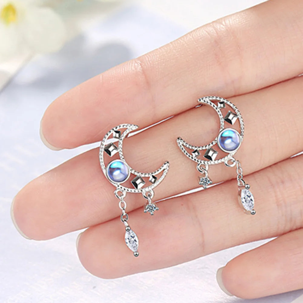 925 Sterling Silver Crystal Moon Jewelry Sets For Women Fine Elegant  Necklace Stud Earrings  GaaBou Jewellery