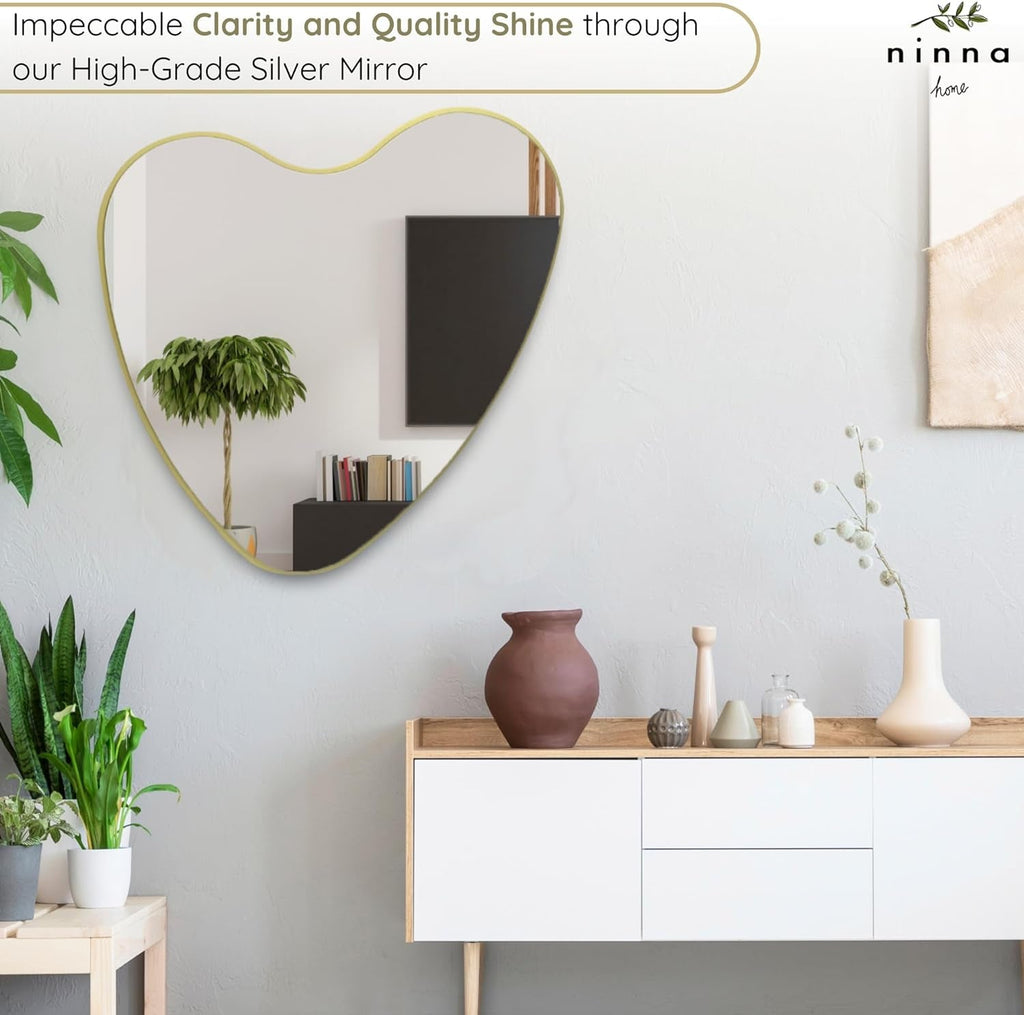 Elegant Irregular Heart Wall Mirror with Hand-Drawn Shape and