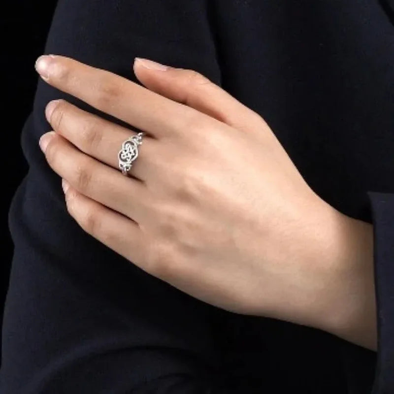 Triple Moon Goddess Sun Moon Celtic knot Couple Ring Set Cubic Zirconia Stone Rings Promise Jewelry Gifts for Valentines Day