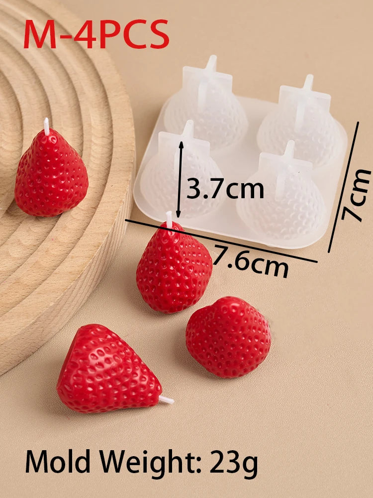 3D Strawberry Aromatherapy Candle Silicone Mold For DIY Handmade Romantic Scented Valentines Day Gift And Home Decor