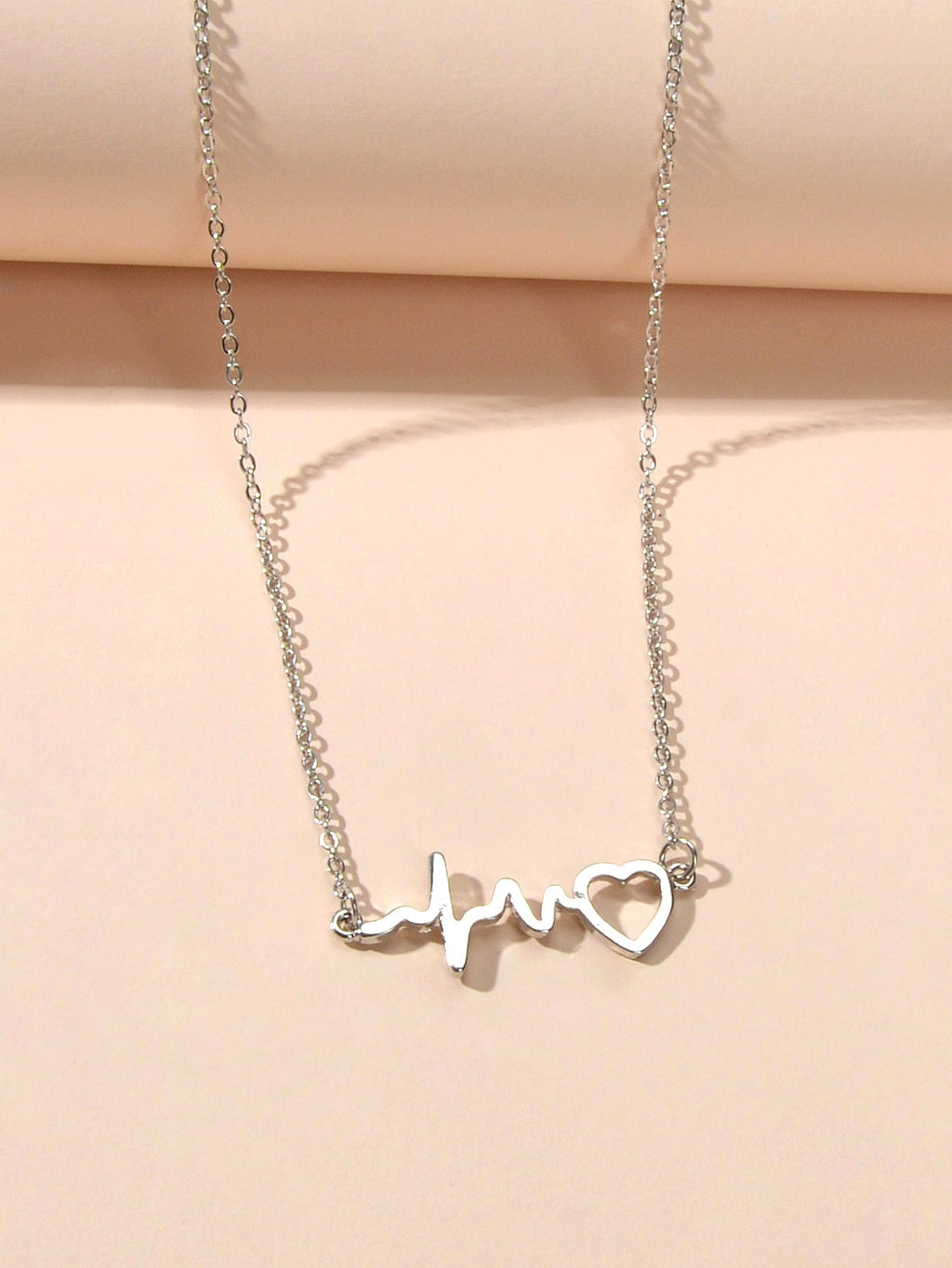 Minimalist Jewelry Gold Silver Chain Heartbeat Pendant Necklace Party