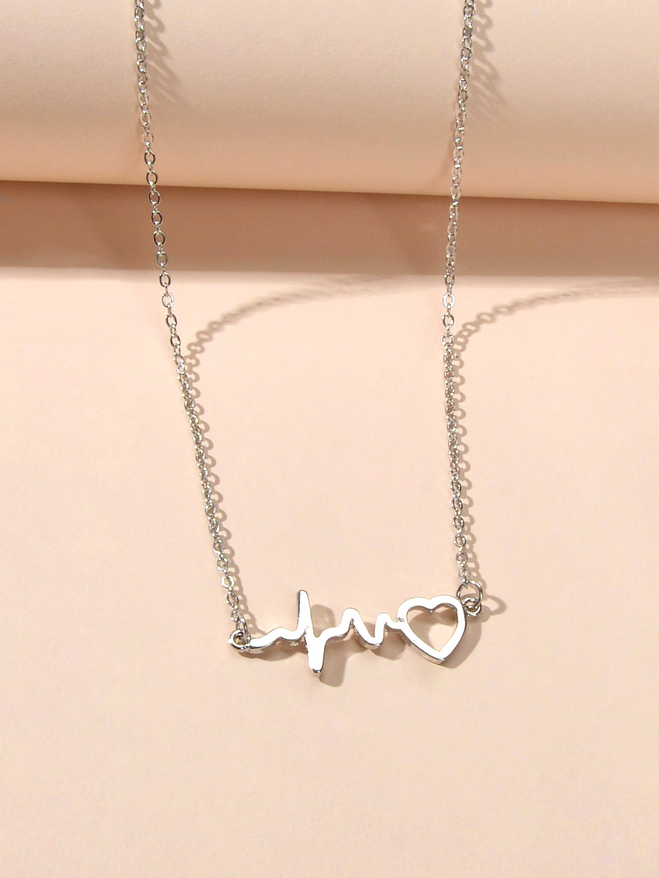 Minimalist Jewelry Gold Silver Chain Heartbeat Pendant Necklace Party