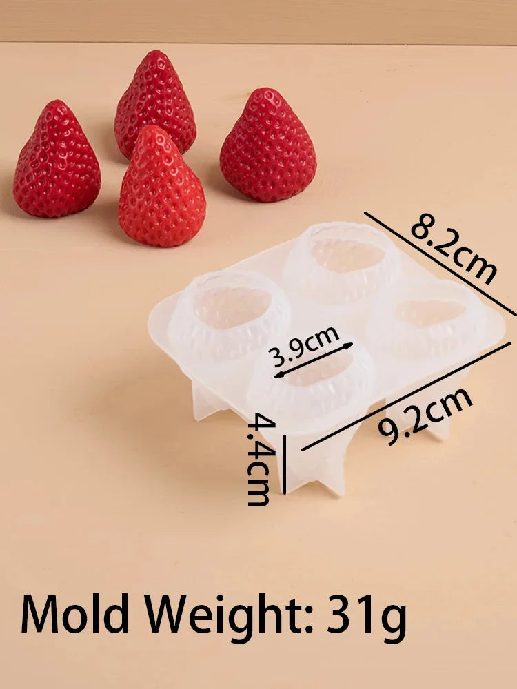 3D Strawberry Aromatherapy Candle Silicone Mold DIY Handmade Romantic Scented Gift For Valentines Day Home Decor