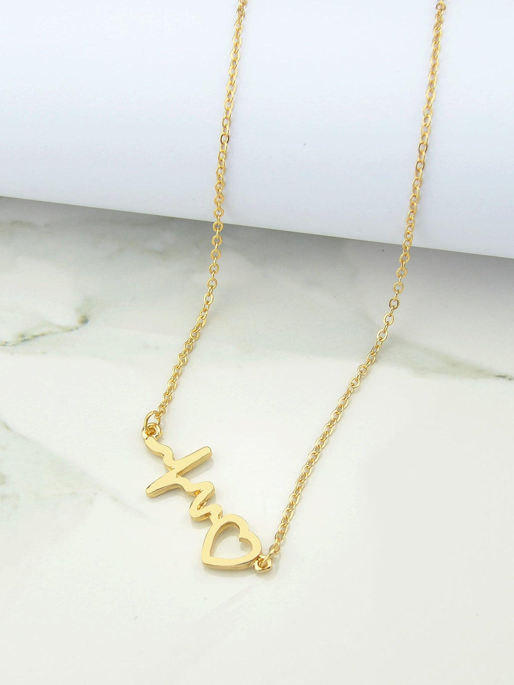 Minimalist Jewelry Gold Silver Chain Heartbeat Pendant Necklace Party