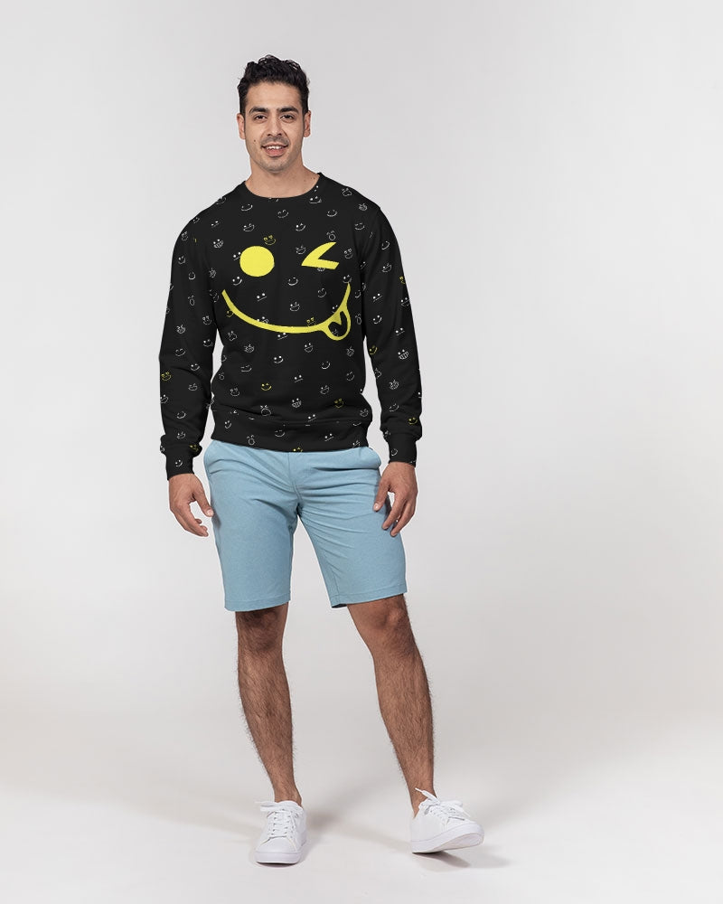2882Sport Mens French Terry Crewneck Fit My Mood Mystic Winky Face Graphic Sweatshirt
