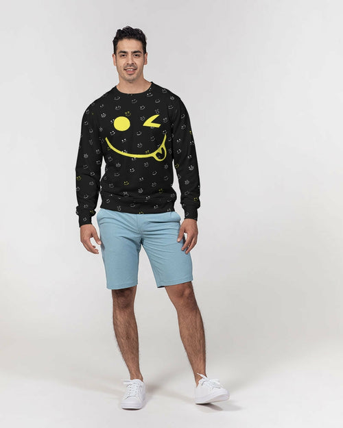 2882Sport Mens French Terry Crewneck Fit My Mood Mystic Winky Face Graphic Sweatshirt