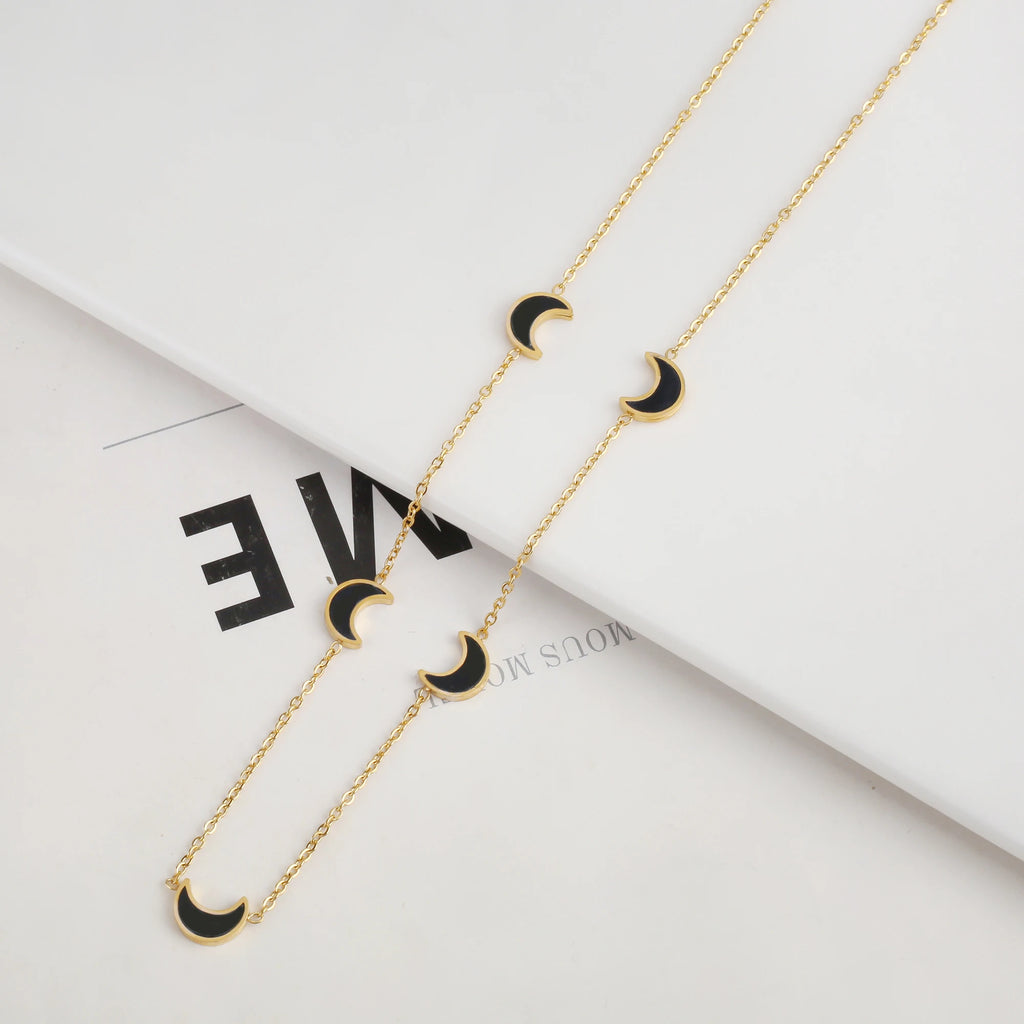 Moon Cute Shell New Creative Jewelry Set Stainless Steel Waterproof And Allergic Resistant Women's 316L Electroplating Gift