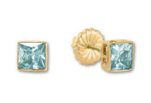 Princess Cut Stud Earrings – 6mm & 8mm | 18k Gold or White Gold Finish