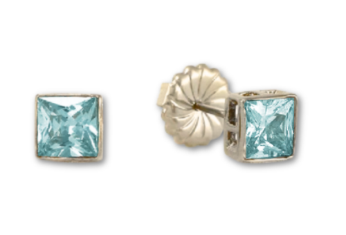 Princess Cut Stud Earrings – 6mm & 8mm | 18k Gold or White Gold Finish