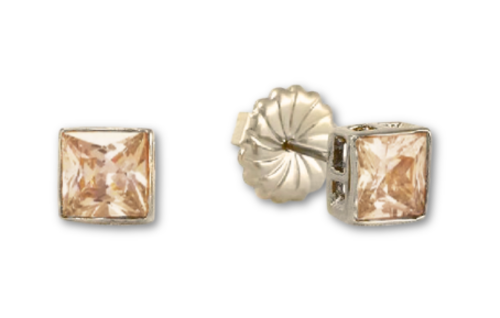 Princess Cut Stud Earrings – 6mm & 8mm | 18k Gold or White Gold Finish