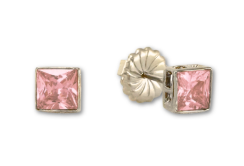 Princess Cut Stud Earrings – 6mm & 8mm | 18k Gold or White Gold Finish