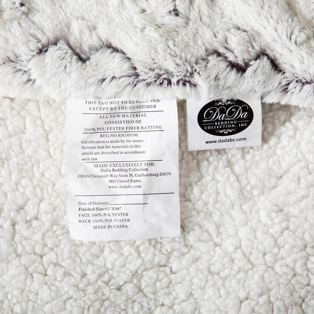 DaDa Bedding Luxury Dreamy Milky White & Purple Sherpa Backside Faux