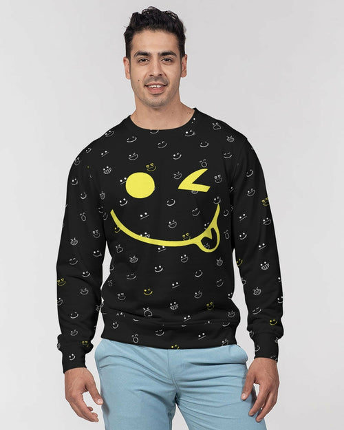 2882Sport Mens French Terry Crewneck Fit My Mood Mystic Winky Face Graphic Sweatshirt