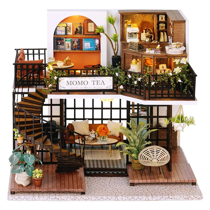 Wooden Doll House 3D Puzzle Assembly Building Model Kit Production Small Room Toys Home Bedroom Decoration With Furniture Light