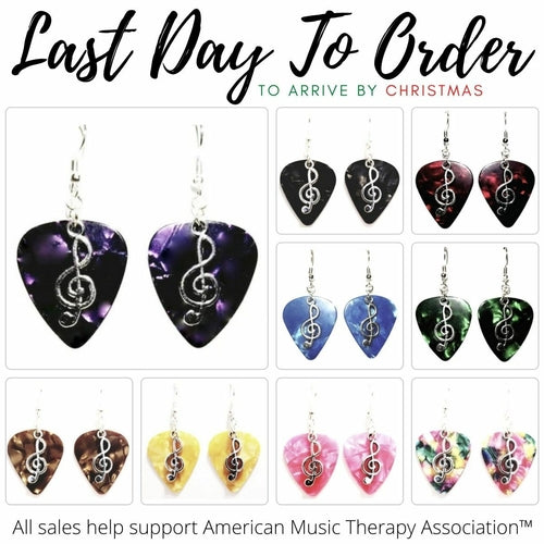 Handmade Guitar Pick Earrings | Treble Clef