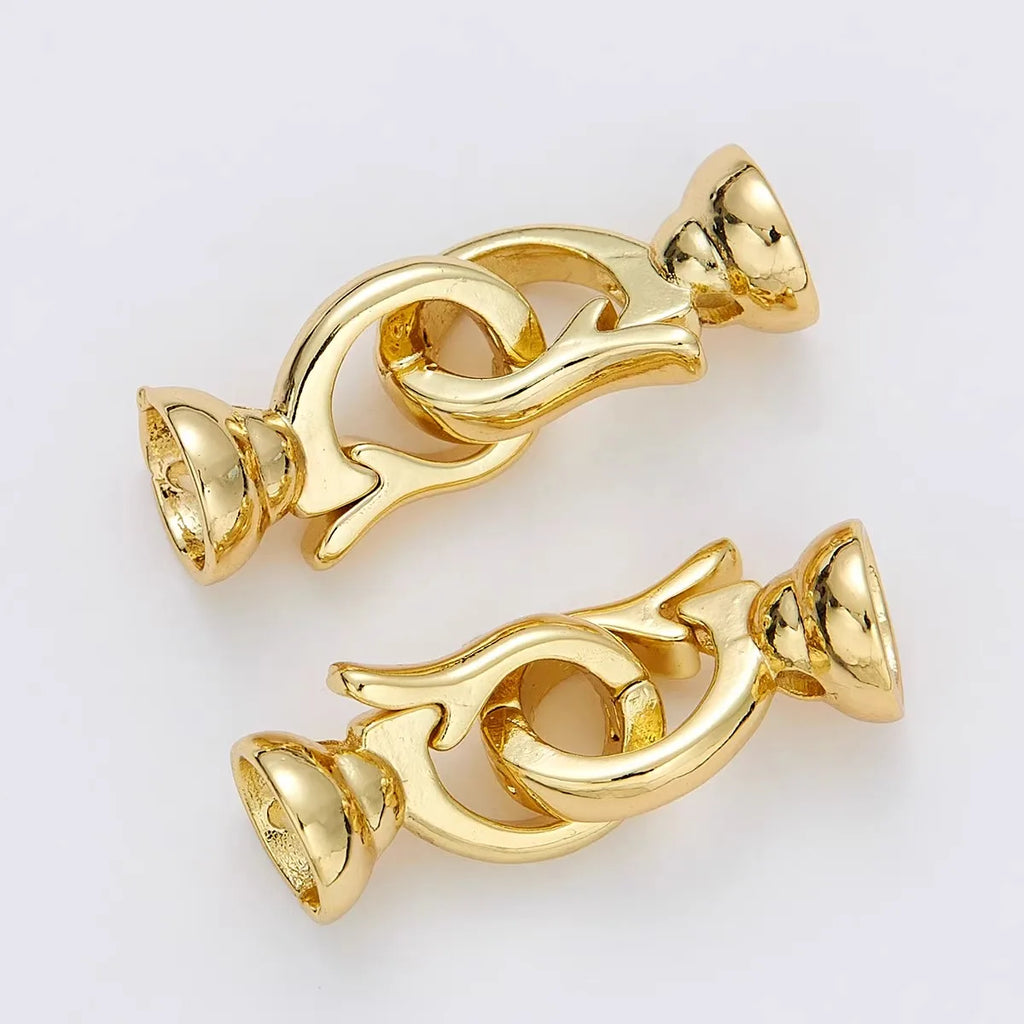 1 Piece Copper Plated 18K Gold Micro-set Zircon Simple Moon Pearl Necklace Connecting Buckle DIY Jewelry Handmade Accessories