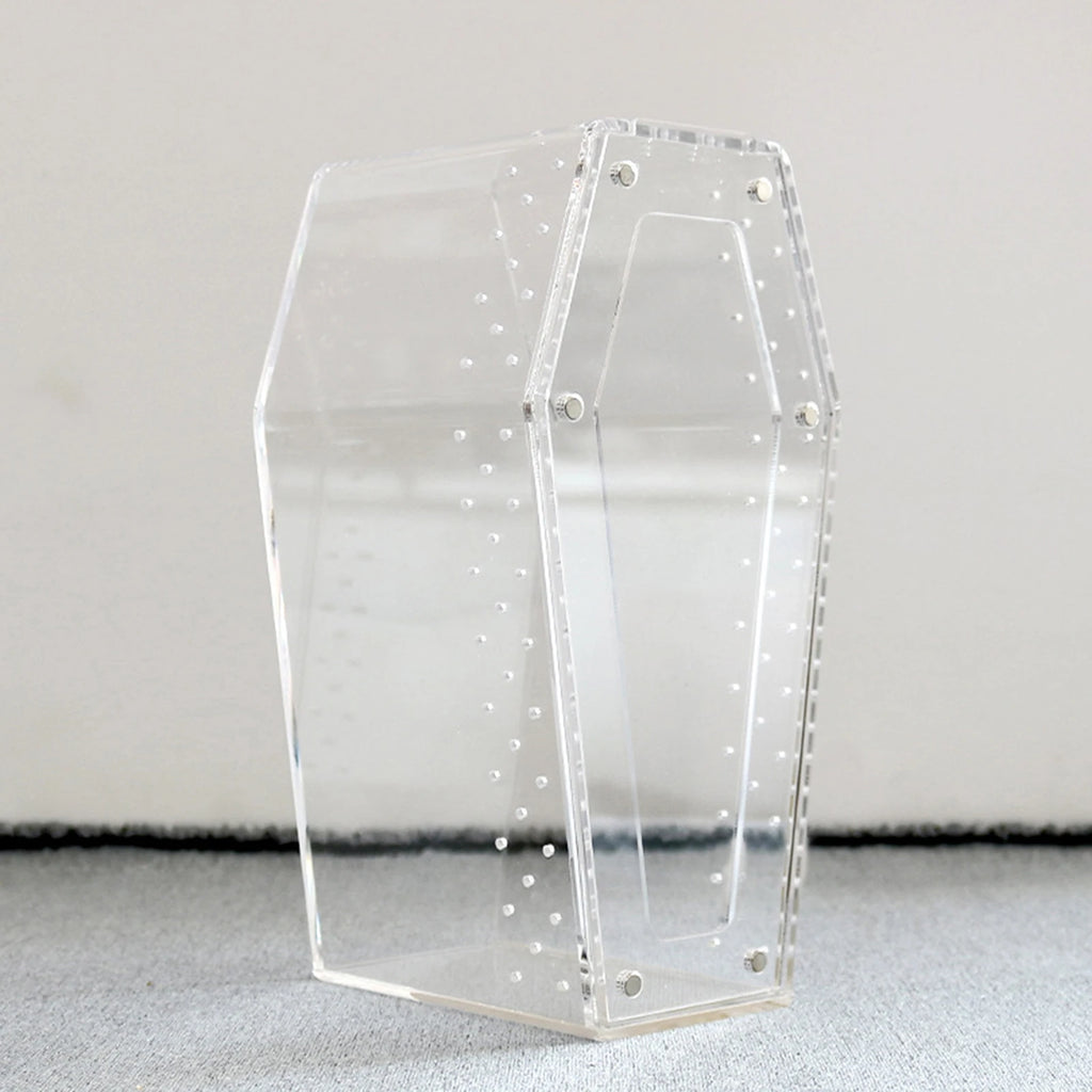 Gothic Coffin-Shaped Acrylic Spider Terrarium – Small Pet Habitat for Tarantulas & Hermit Crabs