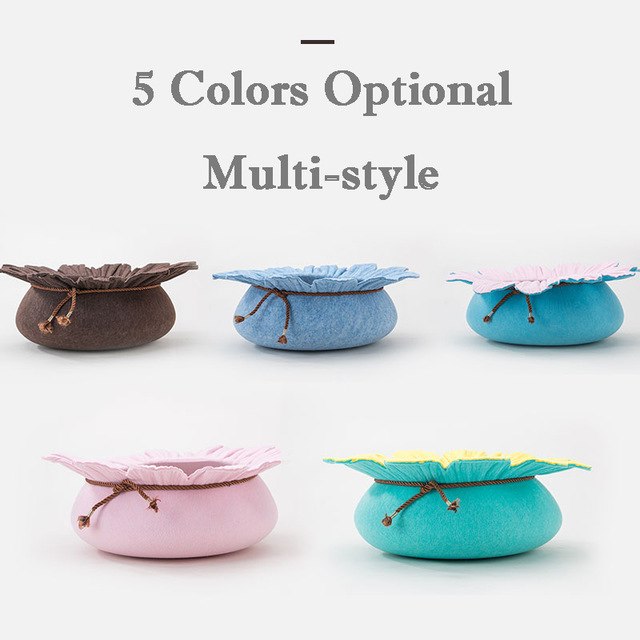 Lotus Leaf Shape Cat Bed House 100 Percent Cotton Gothic Cozy Hideaway For Cats Soft Plush Interior