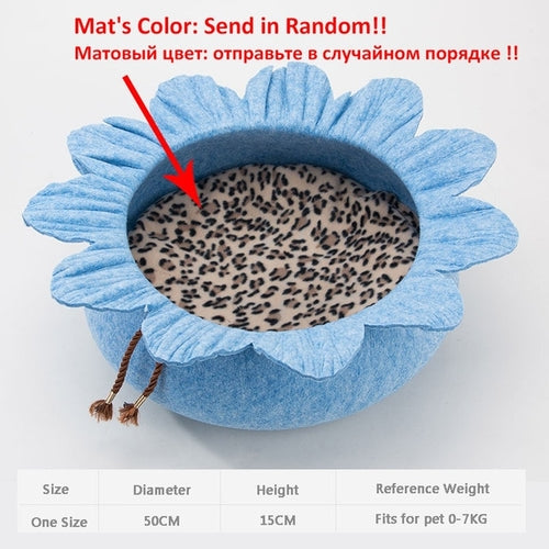 Lotus Leaf Shape Cat Bed House 100 Percent Cotton Gothic Cozy Hideaway For Cats Soft Plush Interior